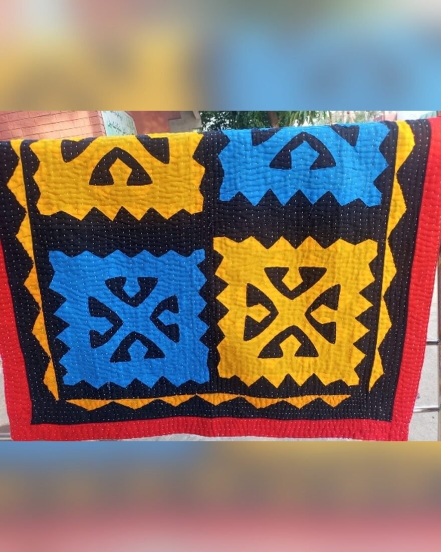 Applique Ralli Quilt – Yellow & Blue – SMT-EH-439