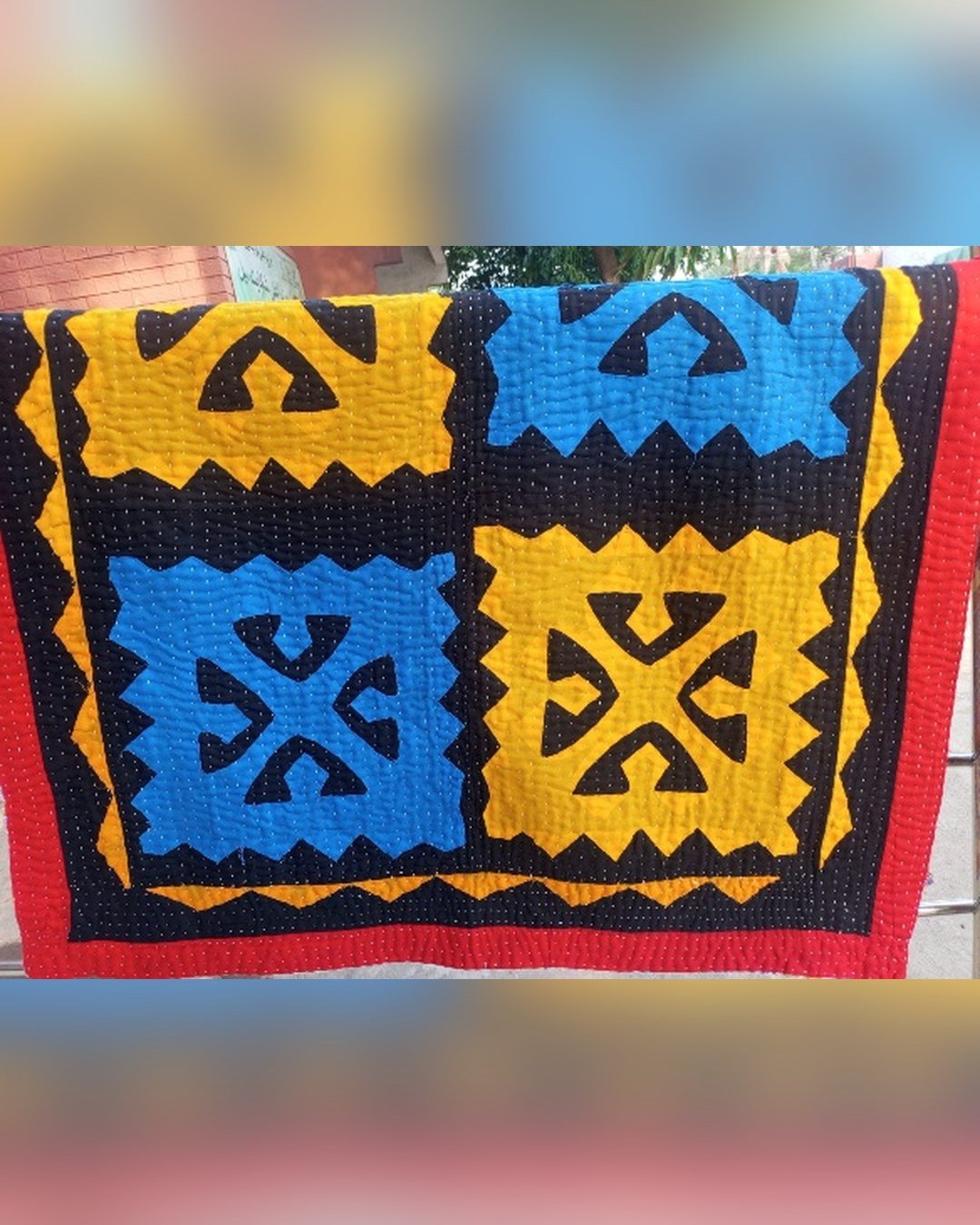 Applique Ralli Quilt – Yellow & Blue – SMT-EH-439