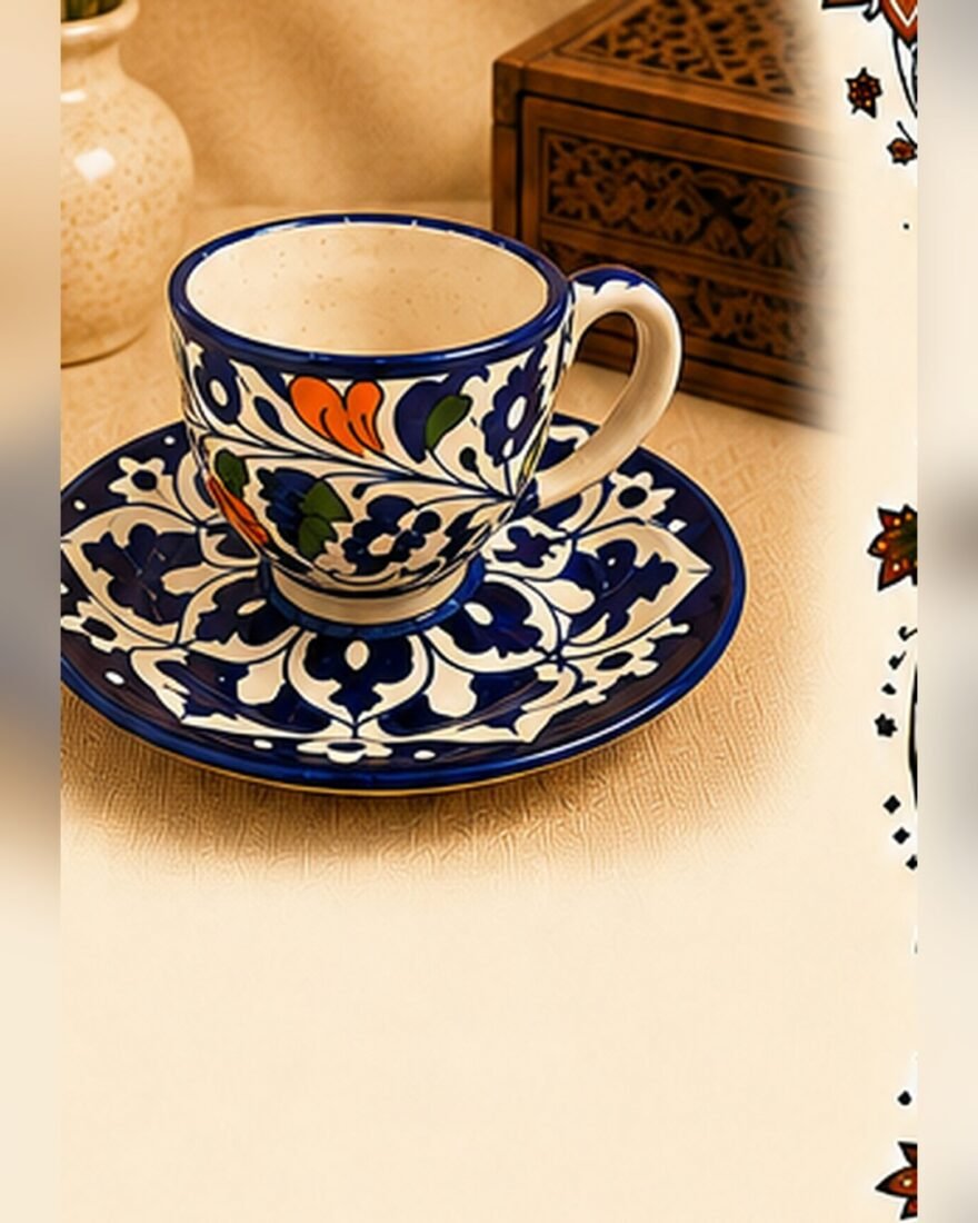 Blue Pottery Cup & Saucer (Multi) – SMT-EH-460