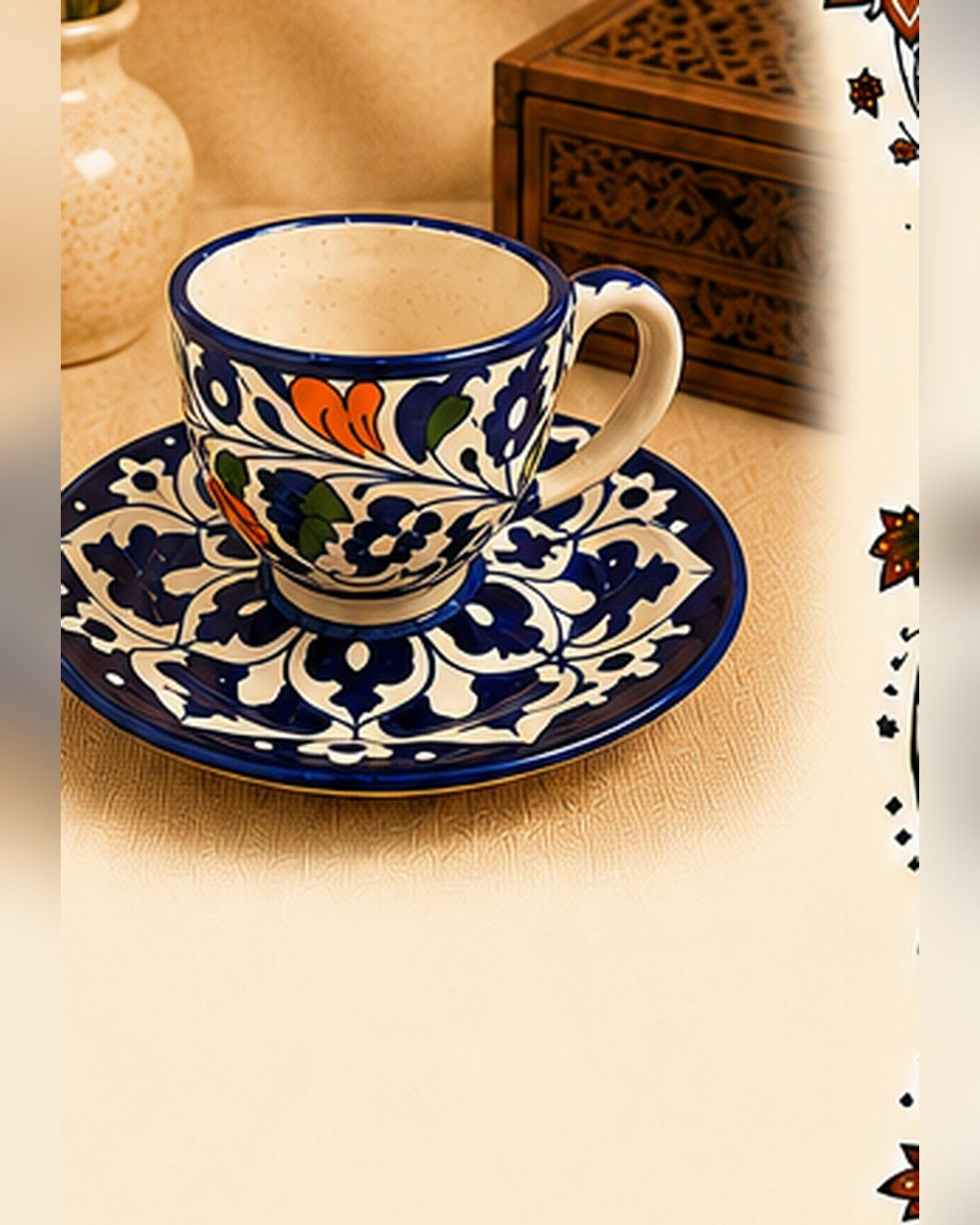 Blue Pottery Cup & Saucer (Multi) – SMT-EH-460