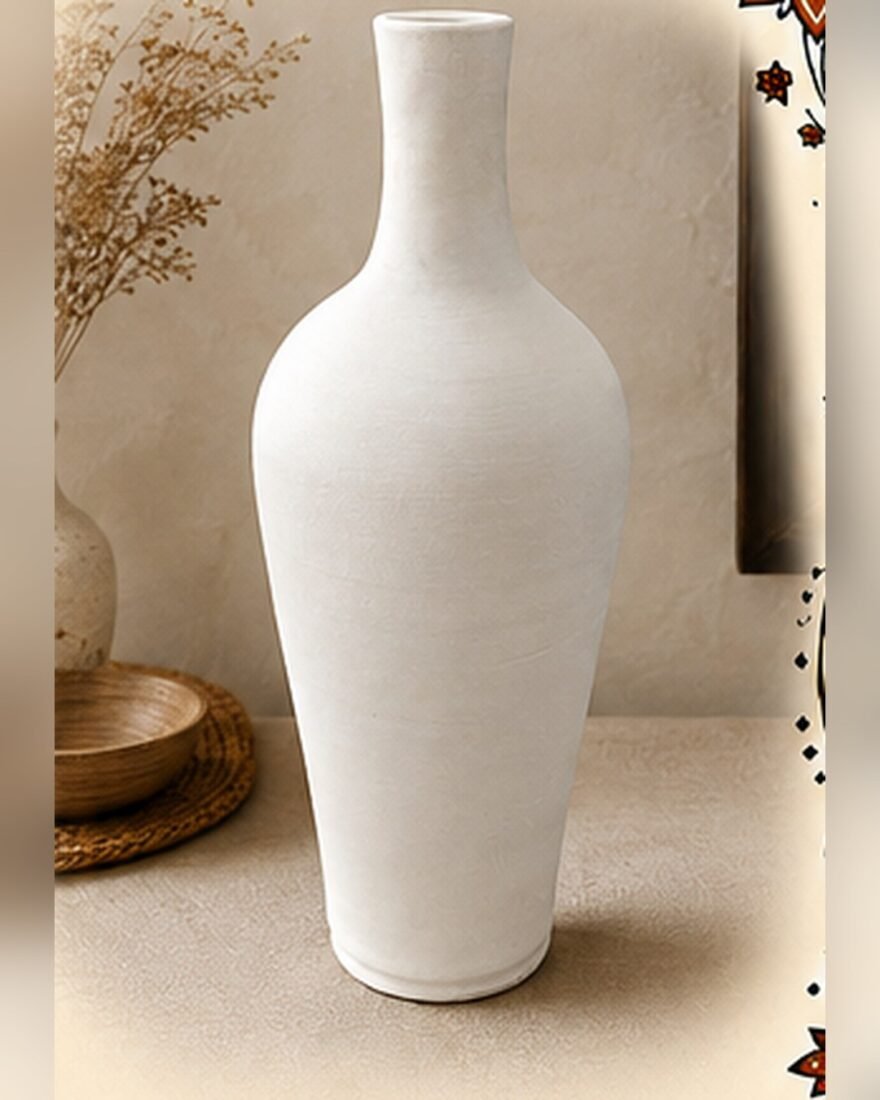 Hand Painted Clay Pot – White (30") – SMT-EH-493
