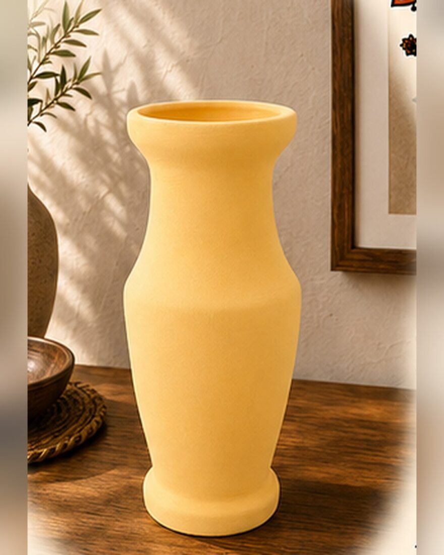 Hand Painted Clay Pot – Yellow (10") – SMT-EH-496