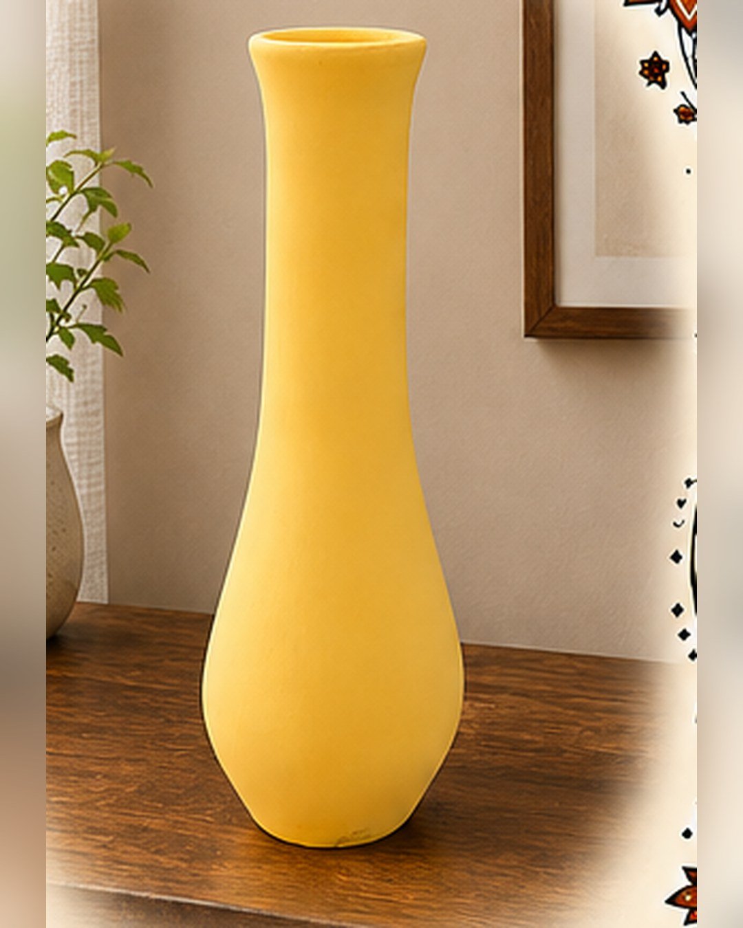 Hand Painted Clay Pot – Yellow (12") – SMT-EH-494