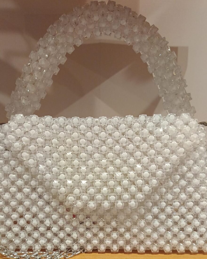 Handmade Beaded Clutch (White) – SMT-0317