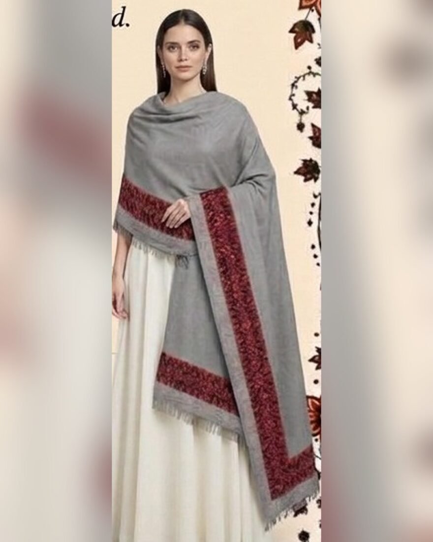 Patchwork Wool Shawl – Grey – SMT-0445