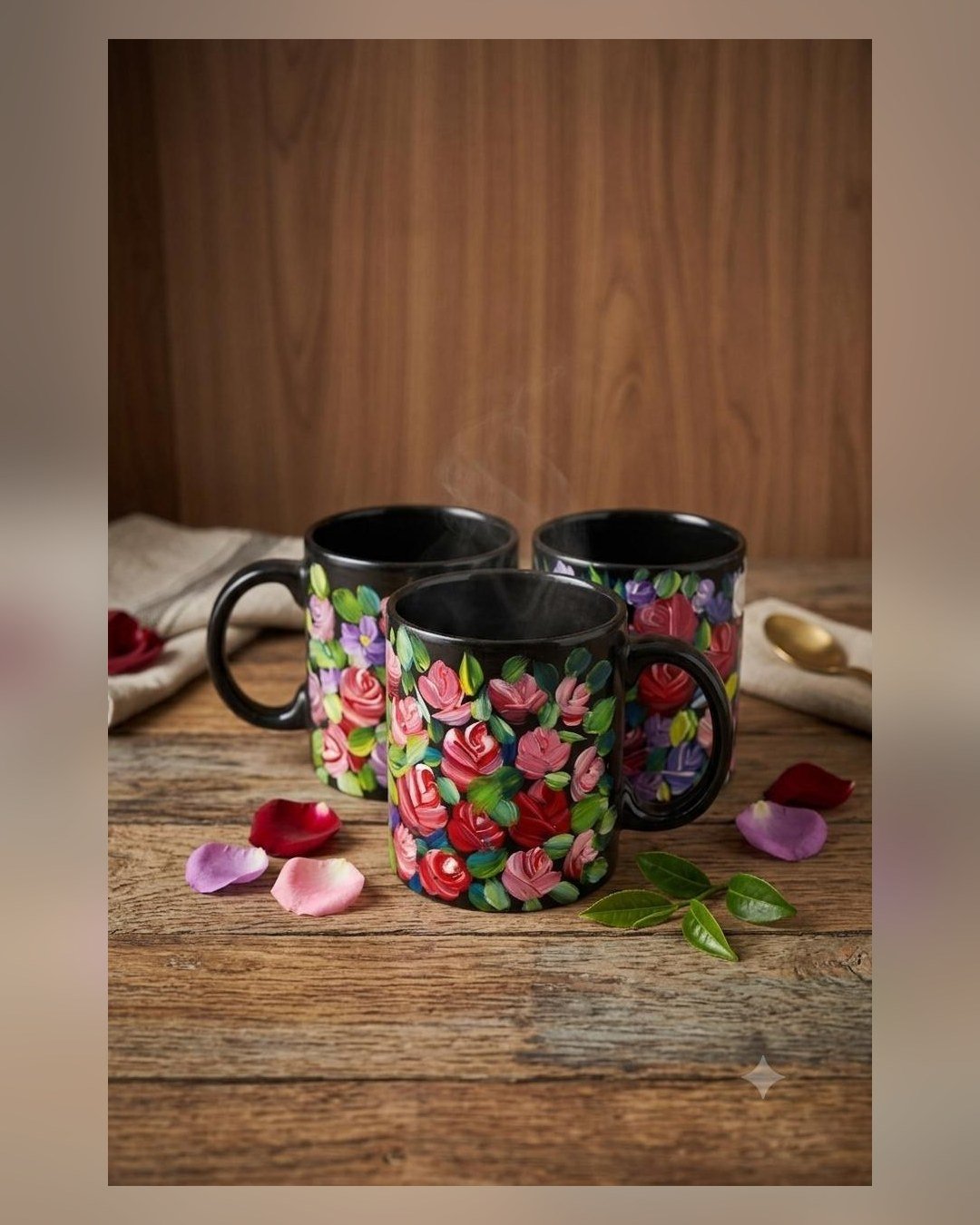 Truck Art Tea Cup (Black Floral) – SMT-EH-483
